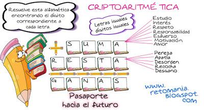 Alfamética, Criptoaritmética, Criptosuma, Alfametica de regreso a clases, Alfamética de vuelta al colegio, Juego de letras, Juego de palabras