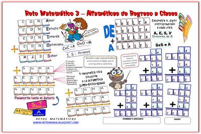 Alfamética, Criptoaritmética, Criptosuma, Alfametica de regreso a clases, Alfamética de vuelta al colegio, Juego de letras, Juego de palabras, Retos Matemáticos, Desafíos Matemáticos, Problemas Matemáticos