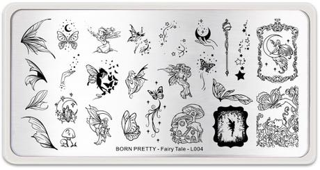 La dama de la mariposa. Placa Fairy Tale L004 de Born Pretty Store