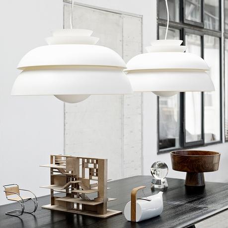 delikatissen white pendant danish lamp scandinavian design pendant lamp lámparas de interior lámparas de diseño lamp decor Jørn Utzon indoors lamp Fritz Hansen dk Fritz Hansen design lamps diseño nórdico diseño escandinavo diseño danés danish lamps danish design Concert P1 lamp  