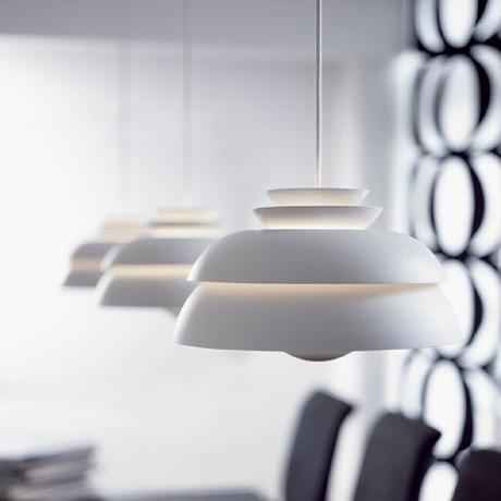 delikatissen white pendant danish lamp scandinavian design pendant lamp lámparas de interior lámparas de diseño lamp decor Jørn Utzon indoors lamp Fritz Hansen dk Fritz Hansen design lamps diseño nórdico diseño escandinavo diseño danés danish lamps danish design Concert P1 lamp  