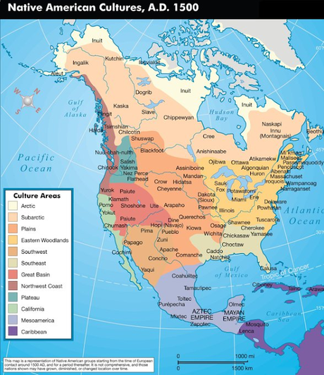 Culturas nativas americanas, hacia el 1500 d.C (Mapas)