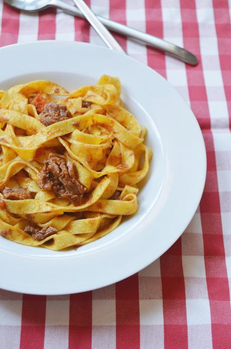 Parpadelle con ragú de ternera en crockpot