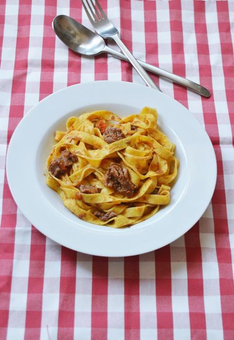 Parpadelle con ragú de ternera en crockpot