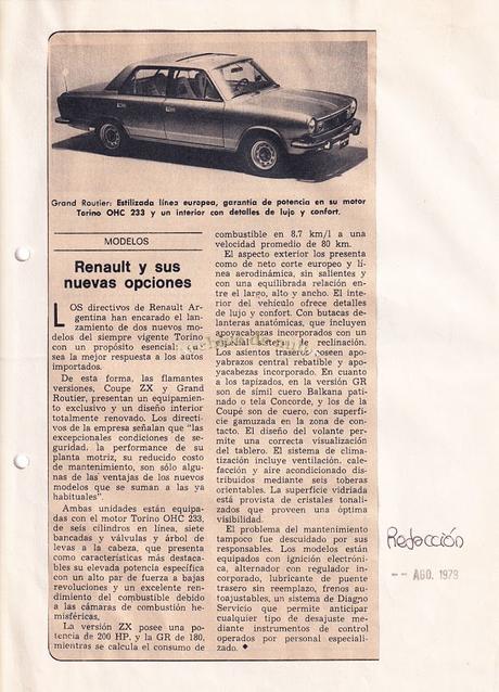 Torino Grand Routier GR y Torino Coupé ZX de Renault Argentina de 1978