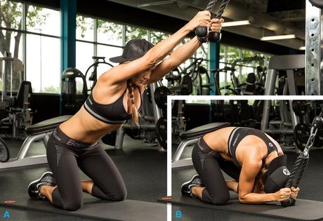 Los mejores entrenamientos de abdominales para construir un six-pack musculoso Crujido de cable arrodillado