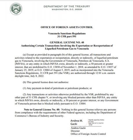 Departamento del Tesoro de EEUU emite licencia autorizando algunas transacciones con PDVSA