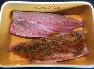 Caballas asadas con pimientos