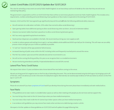 La organización de la UKGE cambia de idea y si tomará medidas anti-Covid La organización de la UKGE cambia de idea y si tomará medidas anti-Covid