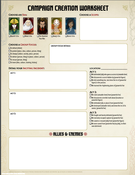 Primeras impresiones de  Avatar Legends: The Roleplaying Game Quickstarter V 1.0