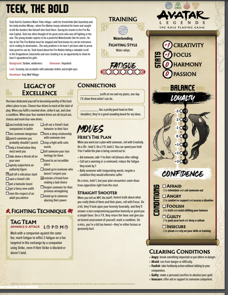 Primeras impresiones de  Avatar Legends: The Roleplaying Game Quickstarter V 1.0