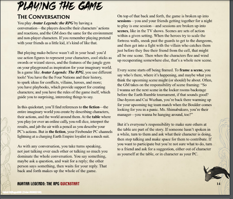 Primeras impresiones de  Avatar Legends: The Roleplaying Game Quickstarter V 1.0