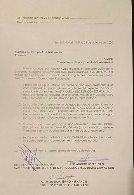 Fraccionamiento Campo Azul, lugar sin agua y sin servicios