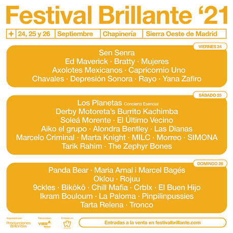 Cartel por días del Festival Brillante 2021