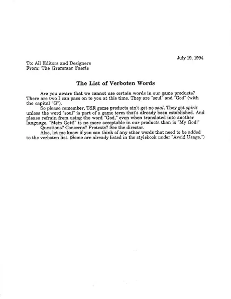 Los Códigos Éticos de TSR (1984, 92-94) Los Códigos Éticos de TSR (1984, 92-94)