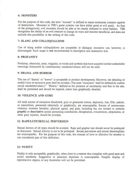 Los Códigos Éticos de TSR (1984, 92-94) Los Códigos Éticos de TSR (1984, 92-94)