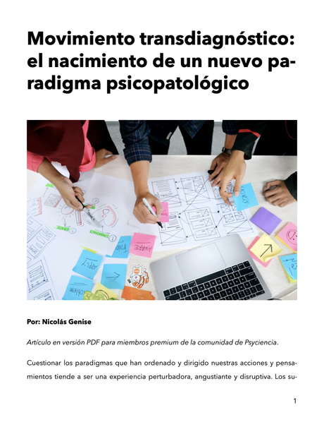 Movimiento transdiagnóstico: el nacimiento de un nuevo paradigma psicopatológico Movimiento transdiagnóstico: el nacimiento de un nuevo paradigma psicopatológico