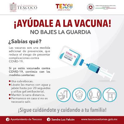 DEL 24 AL 26 DE JULIO SE APLICARÁ EN TEXCOCO PRIMERA DOSIS DE VACUNA CONTRA COVID-19 A ADULTOS DE 30 A 39 AÑOS