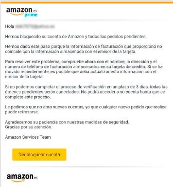 Cuidado si recibes este correo de Amazon, se trata de un fraude Cuidado si recibes este correo de Amazon, se trata de un fraude