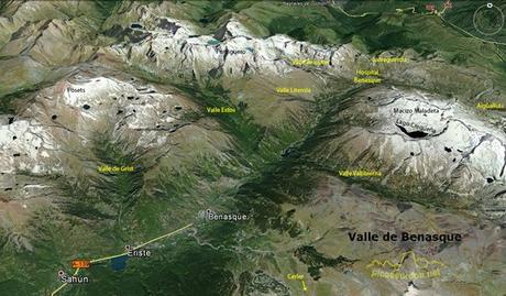 Escapada al Valle de Benasque, Huesca Mapa del Valle de Benasque, Pirineos de Huesca