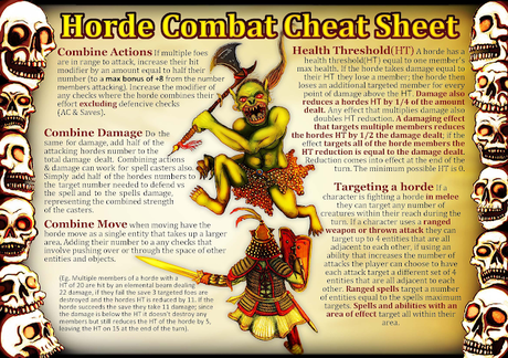 RPG Horde Combat cheat sheet, por Oscar Watson