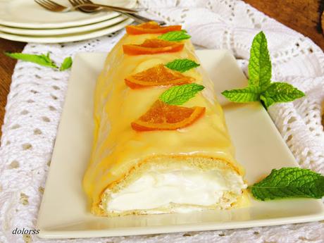 Brazo de gitano con crema de queso y de limón