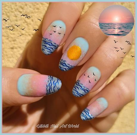 Reto Las locas del Nail Art julio 2021: Atardecer en la playa