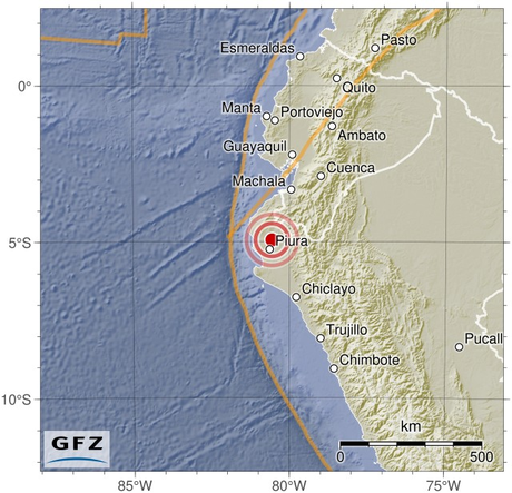 Sismo de 6,1 sacudió la región de Piura, el norte de Perú