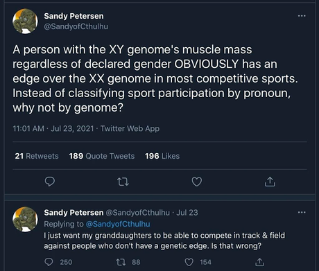 Lamentables declaraciones de Sandy Petersen en Twitter y rechazo de estas por Chaosium