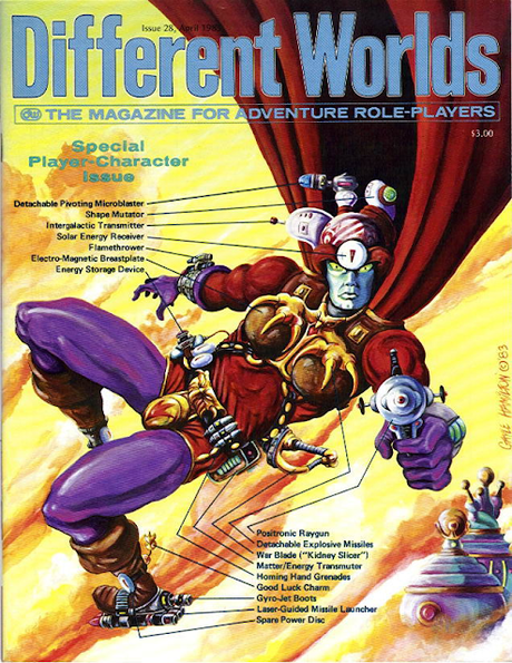 Algunos números de  Different Worlds Magazine, de Chaosium y Sleuth Publications (1979-1987)