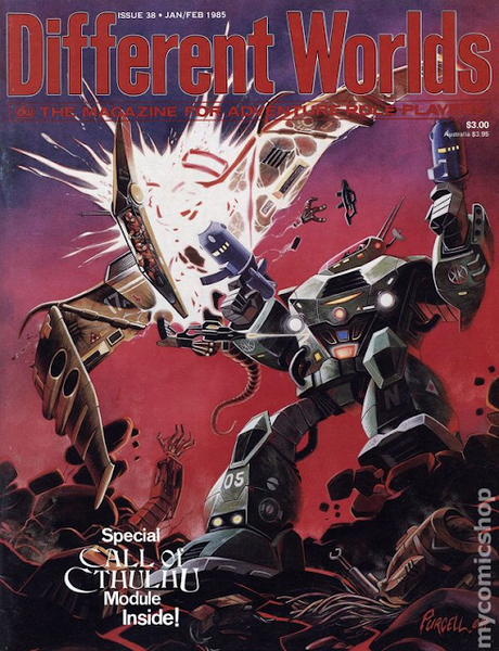 Algunos números de  Different Worlds Magazine, de Chaosium y Sleuth Publications (1979-1987)