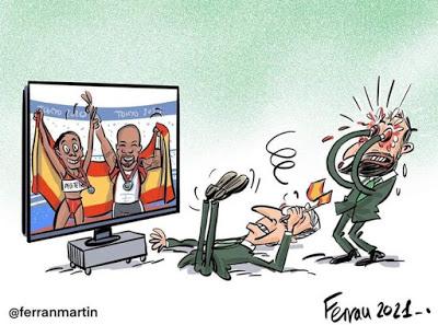 La exaltación de la dictadura. ¿De qué se ríe el Emérito? Y... deportista españoles anti Vox en las Olimpiadas de Tokio.