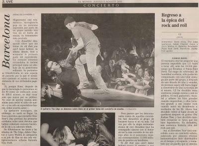 Vídeos de conciertos: U2 el 8 de agosto de 2001 en el Palau Sant Jordi de Barcelona