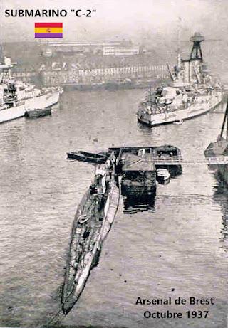 SUBMARINO “C-2”, TRIPULACIÓN EN MARZO DE 1938 (BREST-FRANCIA)