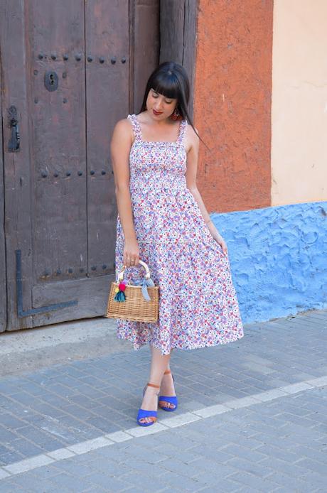 Vestido nido de abeja de estampado floral