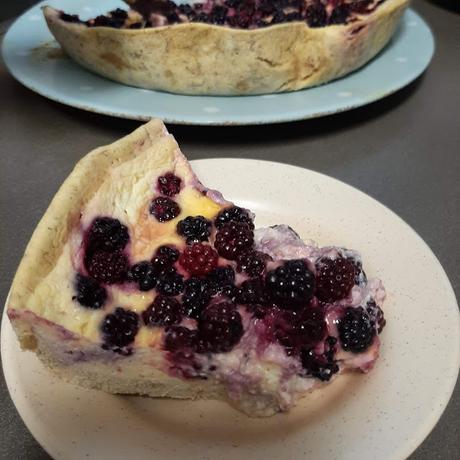 TARTA DE MORAS Y YOGUR GRIEGO AL MICRO