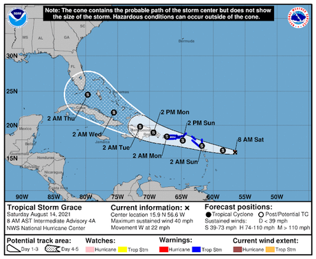Se forma tormenta tropical Grace y llegará el lunes a República Dominicana.