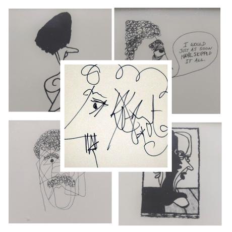 autorretratos caricaturescos, dibujos a plumilla