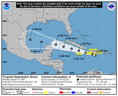 Depresión Grace dejará mucha lluvia en el sur.