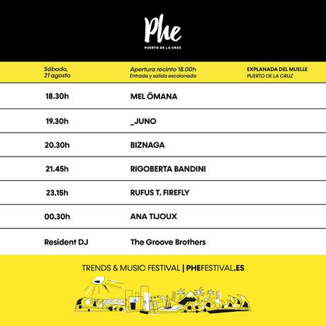 Horarios Phe Festival 2021 Sábado