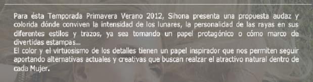 Sihona - Campaña primavera verano 2011/12