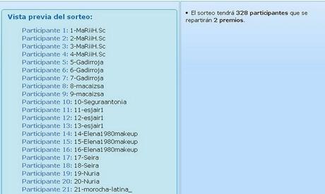 Ganador@s Sorteo Aniversario Amigas Makeup