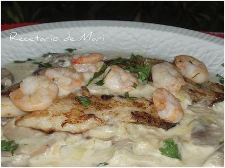 FILETE DE PANGA CON CHAMPIÑONES FILETE DE PANGA CON CHAMPIÑONES