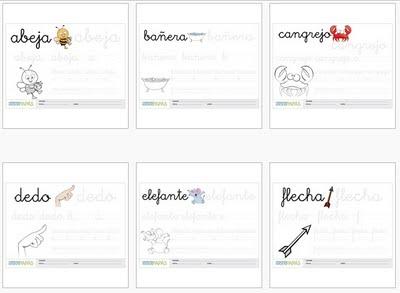 Fichas de caligrafía
