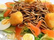 Ensalada templada gulas queso crujiente