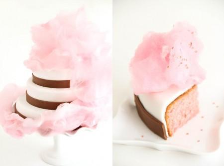 tarta en blanco tarta decorada tarta de pisos tarta de fresa y chocolate pink vanilla cotton candy cake fondant de chocolate fondant blanco diseño de postres decoración de tartas candy floss cake stand cerámica blanco cake rosa bizcocho rosa bizcocho de fresa algodón de azúcar 