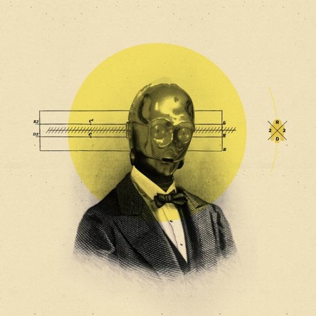 Arte vintage con algunos personajes de Star Wars