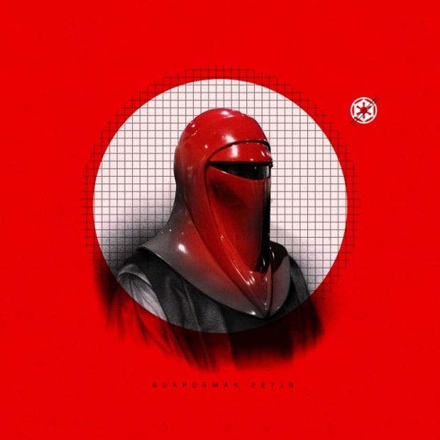 Arte vintage con algunos personajes de Star Wars