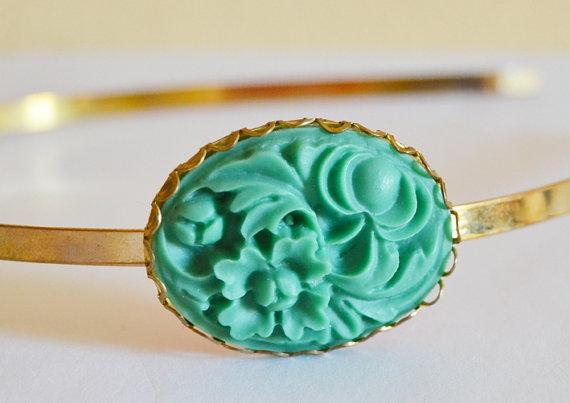 DIADEMA VICTORIANA VERDE ESMERALDA