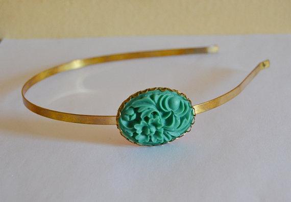 DIADEMA VICTORIANA VERDE ESMERALDA